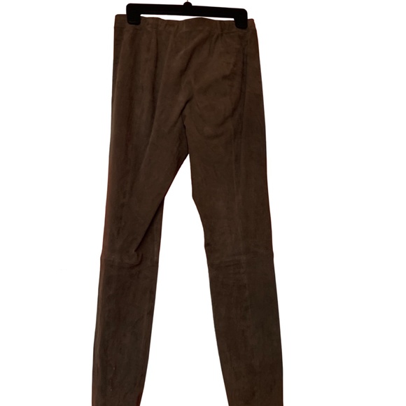 NWOT St. John Alexa Leather Suede Crop Leggings in Brown Taupe / Size 4 - Picture 5 of 7